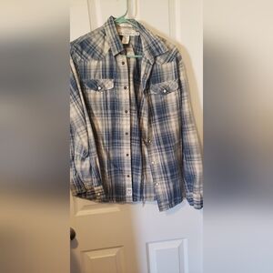 H&M Blue Flannel Shirt With Snaps